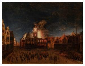 LUNDENS Gerrit 1622-1683,Fire of the old Amsterdam town hall on Dam Square,,Sotheby's GB 2023-01-27
