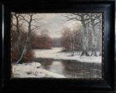 LUNDGREN Ebba 1900-1900,A Danish river landscape in winter,Anderson & Garland GB 2009-03-10
