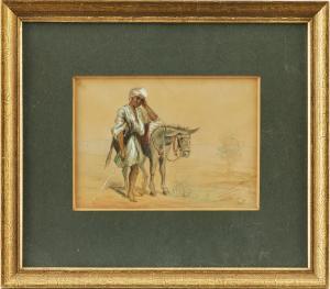 LUNDGREN Egron Sillif 1815-1875,Man och åsna,Uppsala Auction SE 2023-08-15