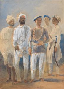 LUNDGREN Egron Sillif 1815-1875,Two Sikh and three Gurkha soldiers,Bonhams GB 2022-10-28