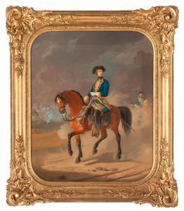 LUNDH Theodor Henrick,Equestrian portrait with Karl XII (1682-1718),1863,Bukowskis 2013-05-28