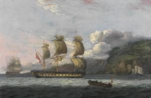 LUNY Thomas 1759-1837,A British ship and other vessels off a coast,1806,Bonhams GB 2024-04-24