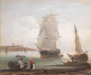 LUNY Thomas 1759-1837,A trading brig unloading cargo off the coast near ,1835,Bonhams GB 2024-04-24