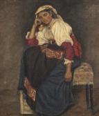 LUPLAU Marie 1848-1925,An Italian woman with a white head scarf,1876,Bruun Rasmussen DK 2019-03-25