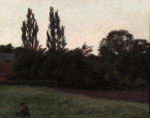 LUPLAU Marie,Field landscape with a woman picking wild flowers ,1864,Bruun Rasmussen 2025-05-12