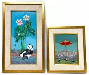 LUPPER Edward 1936-2016,Panda with Bird & Garden Fancy,Burchard US 2021-11-14