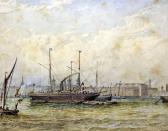 LUSCOMBE Henry A,The Port of London with an iron hulled steamship,Canterbury Auction 2015-12-08