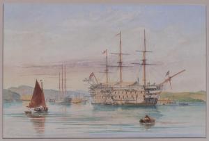LUSCOMBE Henry A 1820-1868,warships in harbour,Burstow and Hewett GB 2024-01-25
