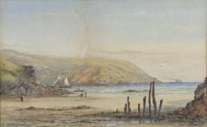 LUSCOMBE Henry A 1820-1868,West Country coastal scene with figures and ships,Denhams GB 2024-01-24