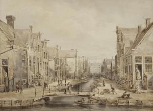 LUTGERS Petrus Josephus,A busy day on the Willemstraat, Amsterdam,1861,Christie's 2012-09-04