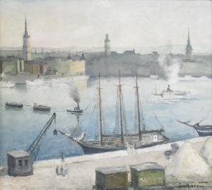 LUTHANDER Carl 1879-1967,Vy från Södermälarstrand mot Gamla stan - Stockh,Stockholms Auktionsverket 2012-04-25