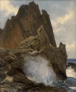 LUTTEROTH Ascan 1842-1923,Brandung an der Felsenküste von Capri,1867,Galerie Bassenge DE 2023-06-08