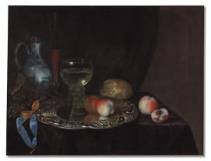 LUTTICHUYS Simon,A roemer with white wine and two peaches on a silv,1648,Christie's 2023-10-10