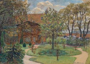LUX Richard 1877-1939,A wooden porch in a garden,1909,Palais Dorotheum AT 2023-04-04