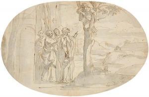 LUYKEN Jan 1649-1712,Christ and Three Apostles Meet Zacchaeus,Lempertz DE 2015-05-16