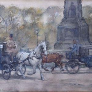 LUYT Arie Marthinus 1879-1951,Horses and carriages on a square,Amberes BE 2023-01-23