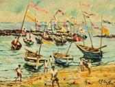 LYDEN A.R,Harbour scene with a flotilla of rowing boats with,Morphets GB 2011-11-24