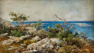 LYDER WENZEL Nicolaysen 1821-1898,A view from Hankö, Norway,1870,Uppsala Auction SE 2021-06-15