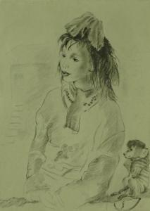 LYDIS Mariette 1890-1970,girl with a monkey,Burstow and Hewett GB 2018-07-26