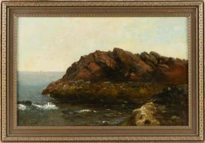 LYMAN Joseph 1843-1913,Rocky coast, possibly Newport, Rhode Island,Eldred's US 2021-05-13