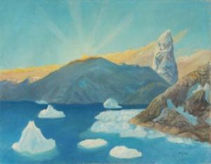 LYNGE Hans 1906-1988,Scenery from Kullorsuaq, Greenland,1956,Bruun Rasmussen DK 2022-07-05