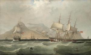 LYNN John 1828-1845,A frigate in two positions off Table Bay, Cape Town,Bonhams GB 2021-10-06