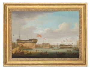 LYNN John 1828-1845,Launching day at the East India Dock, Blackwall on,Christie's GB 2020-12-17