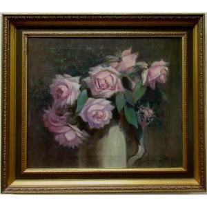 LYONS HEUSTIS Louise 1865-1951,PINK ROSES IN A GREY JUG,Waddington's CA 2016-01-25