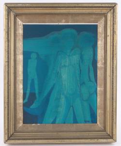LYONS Nathan 1930,blue abstract figures,1970,Burstow and Hewett GB 2017-08-02