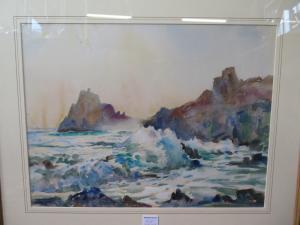 Lyons-Wilson William,coastal scene with sea crashing into craggy rocks,Willingham 2018-06-16