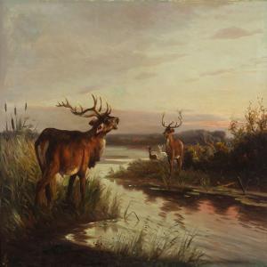 LYTZEN Alfred 1800-1900,Landscape with deer,Bruun Rasmussen DK 2012-02-20
