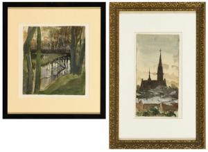 MÄNNCHEN Albert 1873-1935,Zwei kleine Landschaften,1890,Wendl DE 2023-10-25