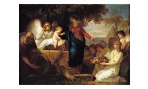 MÉNAGEOT François Guillaume 1744-1816,La Sainte Famille servie par les anges,1796,Beaussant-Lefèvre 2002-06-28