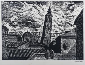MÉNDEZ Leopoldo 1902-1969,Vista de Zaragoza,1953,Tooveys Auction GB 2023-07-12
