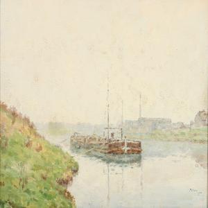 MÉRET Émile Louis 1893-1925,River scene with a boat,1902,Bruun Rasmussen DK 2010-10-18