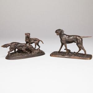 Mêne Pierre Jules 1810-1879,Two miniature canine animalier,Waddington's CA 2014-06-17