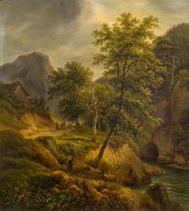 MÖSSMER Joseph 1780-1845,Shepherds with their flock in mountain landsca,1831,im Kinsky Auktionshaus 2015-11-26