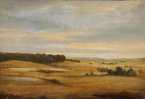 MØLLER Johan Peter Ch,Hilly landscape with a thatched cottage,1848,Bruun Rasmussen 2021-06-07