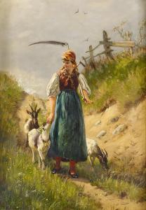 MÜCKE Karl Emil 1847-1923,Bauernmädchen mit Ziegen,Van Ham DE 2017-01-24