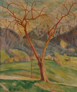 MÜHLEN Hermann 1886-1964,Gebirgslandschaft mit Baum,1923,Galerie Bassenge DE 2021-06-11