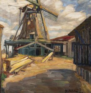 MÜHLEN Hermann 1886-1964,View of the windmill from the inner court,1914,Hargesheimer Kunstauktionen 2022-09-07