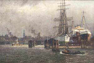 MÜHLHAN Adolf 1886-1956,Port of Hamburg,Stahl DE 2019-11-30