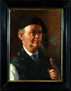 MÜLLER BAUMGARTEN Karl 1879-1964,Brustbildnis eines rauchenden Mannes,Allgauer DE 2023-01-13