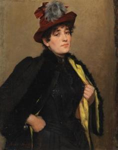 MÜLLER Bertha 1848,Lady with hat,Palais Dorotheum AT 2016-02-22