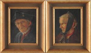 MÜLLER H.J 1856,2 Porträtbilder eines alten Paares in bäuerlicher Tracht,Leipzig DE 2016-09-24
