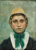 MÜLLER H.J 1856,Portrait of a Woman Wearing a Yellow Bonnet,Weschler's US 2004-09-18