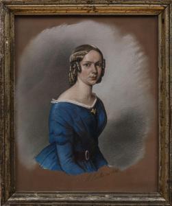 MÜLLER Heinrich 1814,Bildnis einer jungen Dame in blauem Kleid,1848,DAWO Auktionen DE 2022-12-10