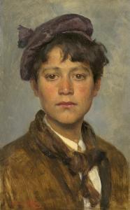 MÜLLER Maria 1847-1902,Portrait eines Jungen mit Kappe,1921,Galerie Bassenge DE 2018-11-29