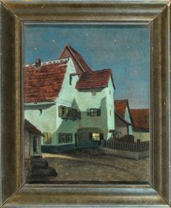 MÜLLER SAMERBERG Karl Hermann 1869-1946,Ansicht eines Hauses bei Nacht,Allgauer DE 2017-01-12