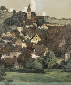 MÜLLER SAMERBERG Karl Hermann 1869-1946,View of German Town,Hindman US 2018-11-06